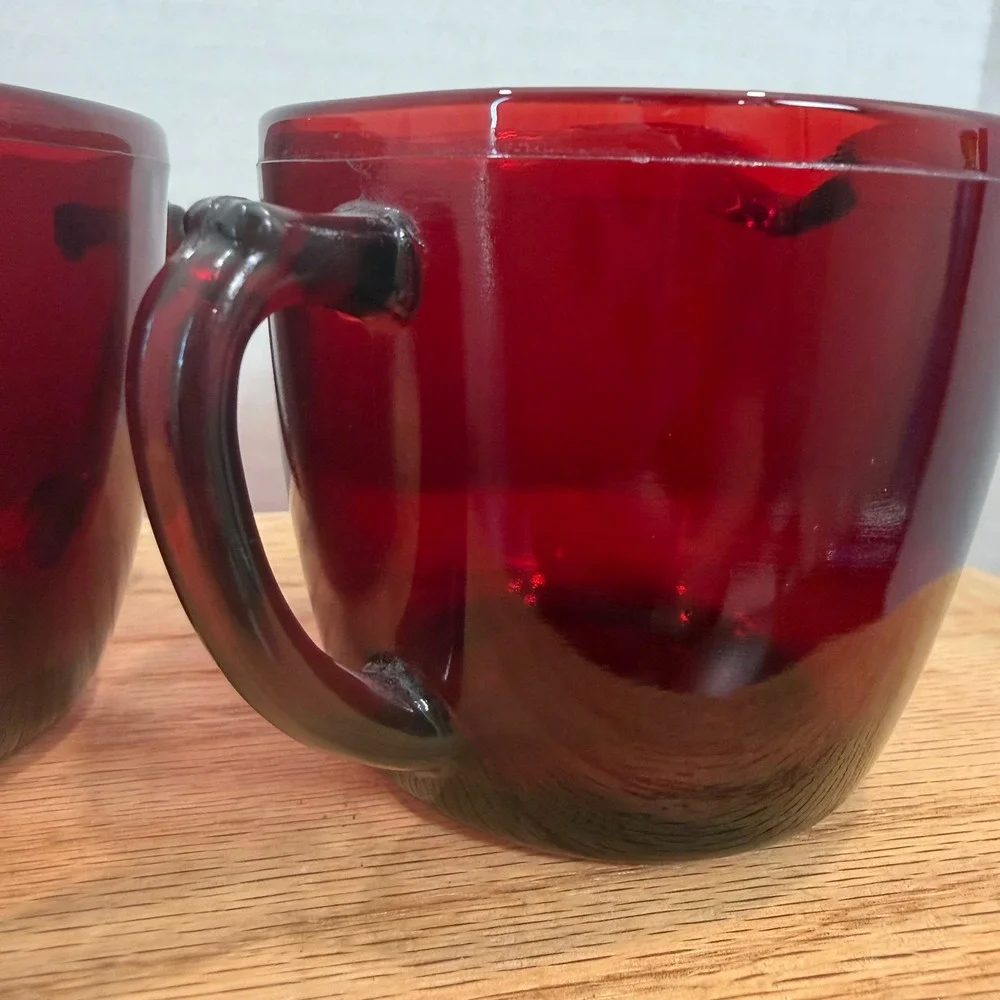 Anchor Hocking Royal Ruby Red Glass Creamer Sugar Bowl Set Vintage Mid Century
